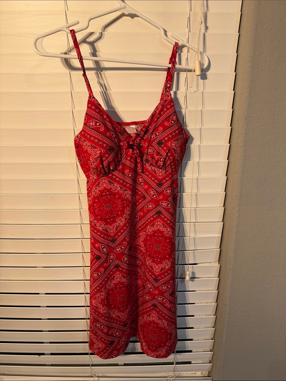 No Boundaries Red Bandana-Print Mini Dress